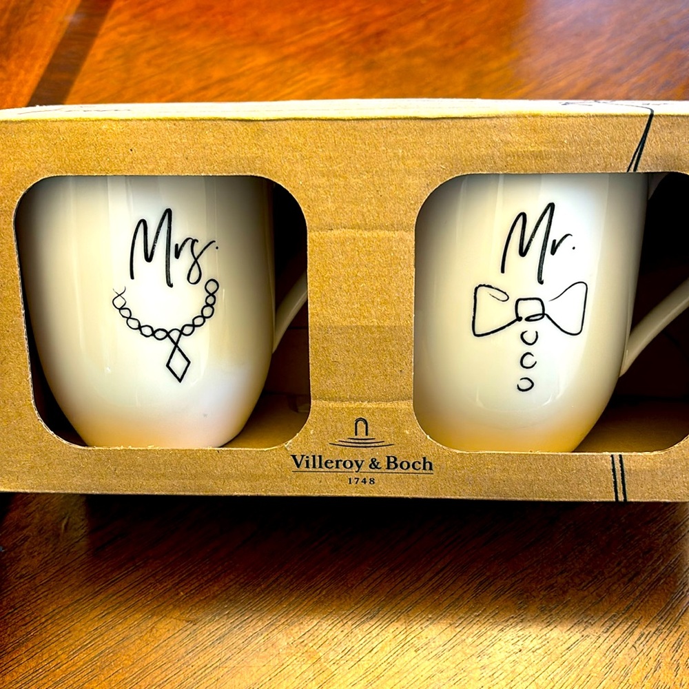 Mr and Mrs 2 Piece,Premium Porcelain, White Mugs made in Germany